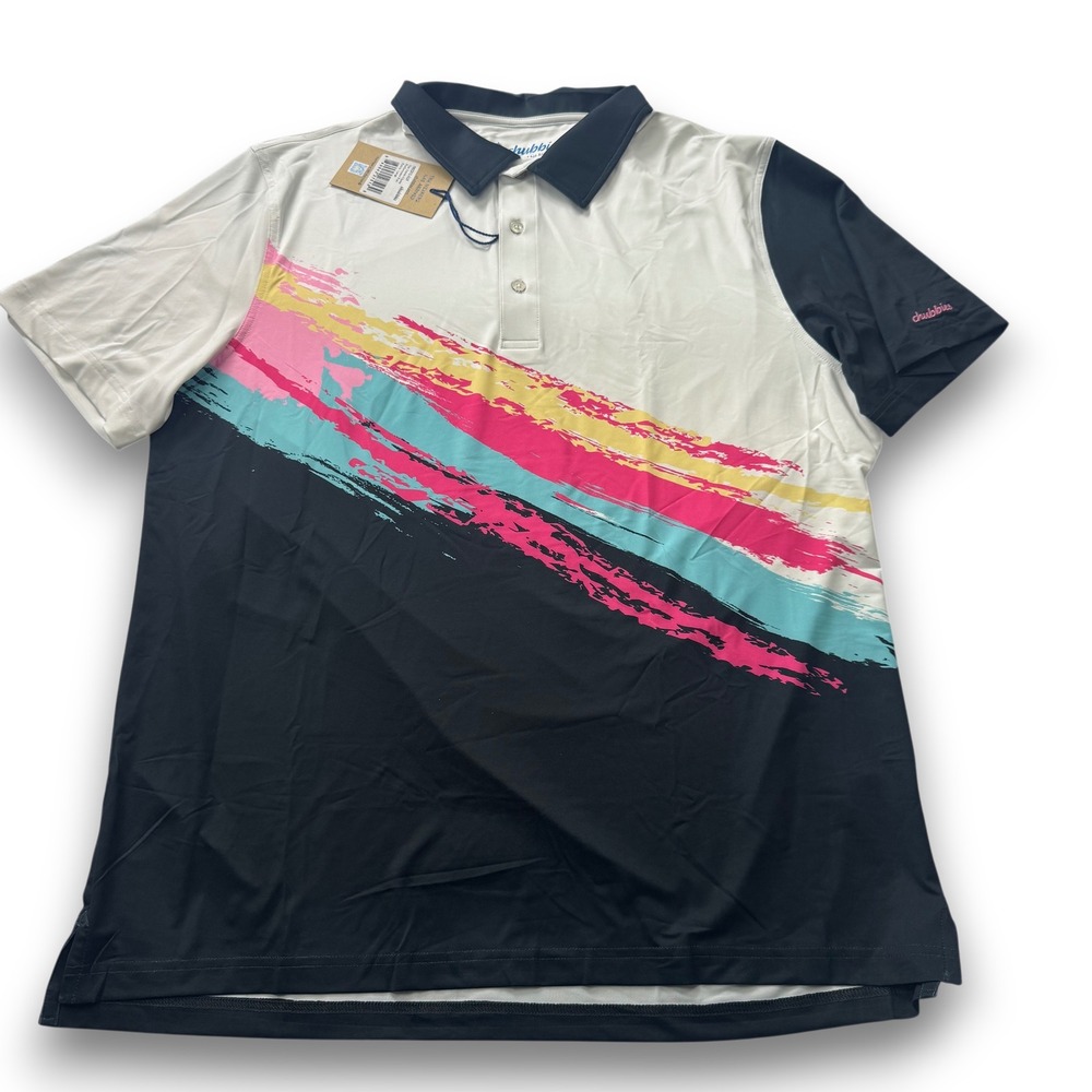 Chubbies Mens The Tennis Champ Performance Polo Shirt XL White Navy 582202-025